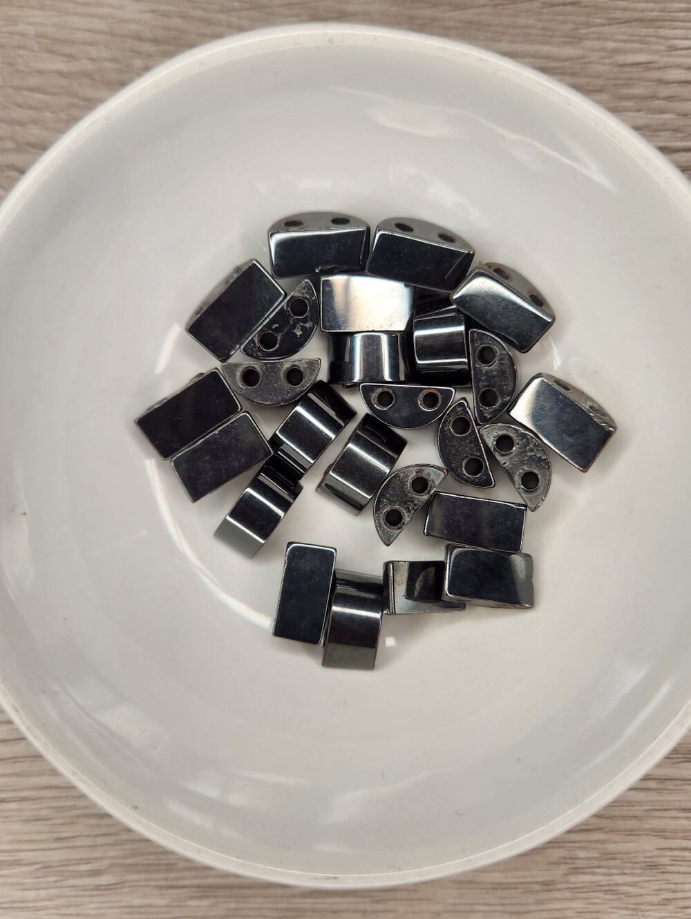 Hematite 13 X 6mm Half Circle Double Hole Beads Black 25 Count